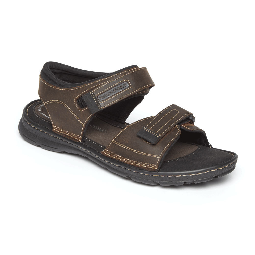 Sandalias Rockport Hombre Mexico - Darwyn Quarter Strap Marrom - GMBTV5342